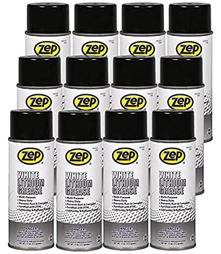 Zep White Lithium Grease 11 oz 331701 (Case of 12) Multipurpose, Aerosol Lubricant for All Metal to Metal Applications