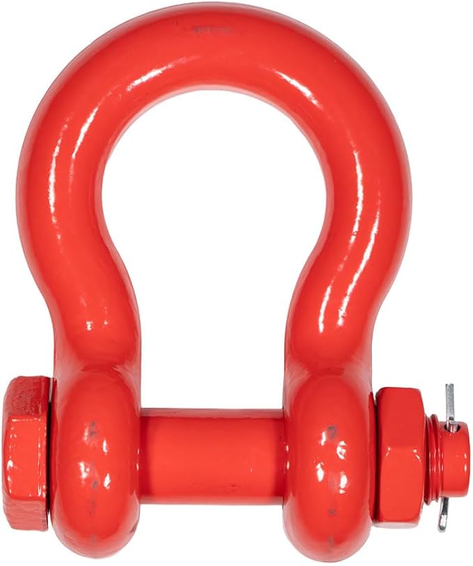Mytee Products 1-1/4" Anchor Shackle Forged Carbon Steel w/Safety Screw Pin Load Limit 24,000 lbs, Double Rust Protection Heavy Duty D Ring Bolt Type Shackle for Towing, Rigging & Vehicle Recovery