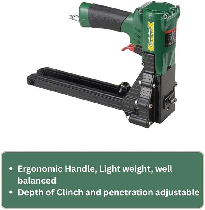 Klinch-Pak KP-APN22, Pneumatic Carton A 1-3/8" Crown Strip Stapler Accepts K-A Series 3/4" to 7/8" Staples, Ideal for Box Closing, Displays, Packaging