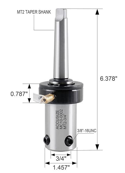 Accusize Industrial Tools Mt2 to 3/4 inch Weldon Shank with Coolant System for Drill-Use Annular Cutter on Drill Press, Mc10-0002