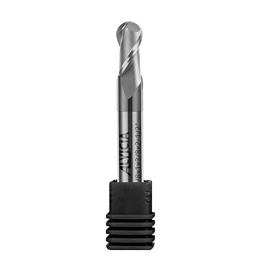 3/8" Ball Nose Carbide End Mill - 2 Flute AlTiN Coated Milling Bits Sets for Milling Alloy Steels, Hardened Steel, Metal