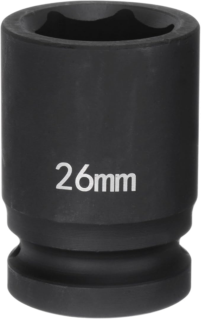 HARFINGTON 6-Point Impact Socket 3/4" Drive 26mm Metric 40Cr Alloy Steel Spindle Axle Nut Impact Socket