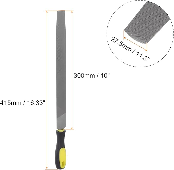 HARFINGTON Half Round File 12" High Carbon Hardened Steel Cut Hand Rasp with Plastic Handle for Deburring and Removing Material