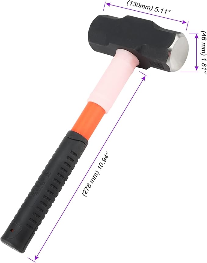 JOIKIT 2 PCS 4lb Sledge Hammer, Drilling Crack Hammer with Forged Steel Head and Fiberglass Handle, Solid Construction for Demolition Work