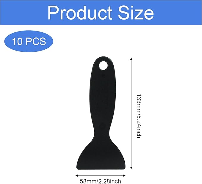 10 Pcs Plastic Spatula Paint Scrapers, Plastic Scraper Putty Knife, Air Bubble Remover Sticker Installation Tool for 3D Printing(Black,Yellow）