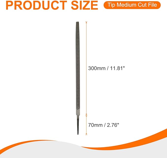 HARFINGTON 12" Square Medium Cut File Double Cut Teeth Medium Metal File High Carbon Steel T12 without Handle for Metal Wood Finishing Roughing Shaping, Grey