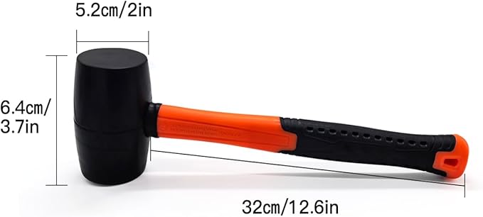 16 oz Rubber Mallet Hammer, Fiberglass Handle Rubber Floor Tile Installation Hammer, Soft blow and No Harm