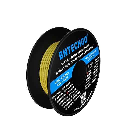 BNTECHGO 14 Gauge Silicone Wire Spool 50 ft Yellow Flexible 14 AWG Stranded Tinned Copper Wire