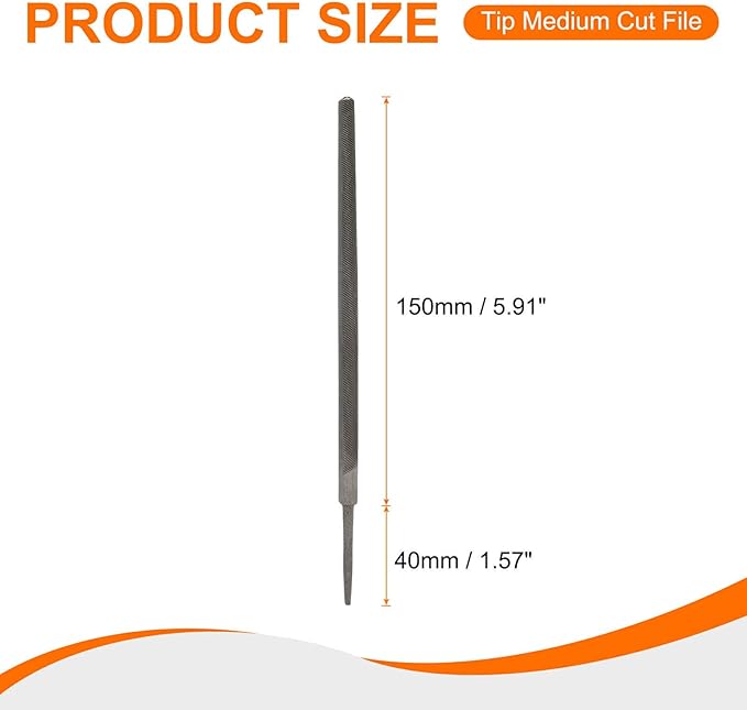 HARFINGTON 2 Pcs 6" Square Medium Cut File Double Cut Teeth Medium Metal File High Carbon Steel T12 without Handle for Metal Wood Finishing Roughing Shaping, Grey