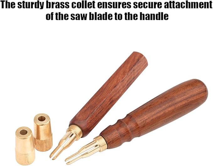 TOOLCOOL Wooden Handle Mini Hand Saw Small Jig Saw With 5 Pcs Fine Coarse Teeth Jigsaw Blades Woodworking Tools for Wood Cutting and Tree Branch Trimming (Hex Handle)