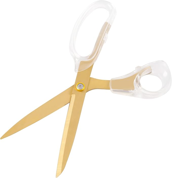 Acrylic Gold Scissors, 9??Ultra-Sharp Titanium Coated Blades and Sharp All-Purpose Scissors, Sewing, Office, Comfortable Handle Design, Versatile Usage