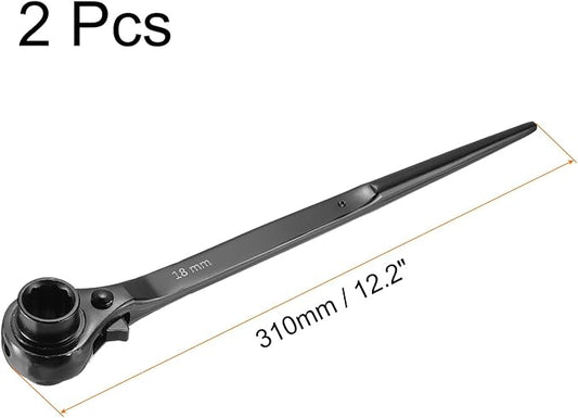 uxcell 16 x 18mm 12-Point Scaffold Podger Ratchet Spanner Ratcheting Socket Wrench Tool (Black) 2pcs