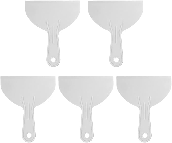 HARFINGTON 5pcs Putty Scraper 5.9" Width 1.7mm Thin Flexible Plastic Putty Knives for Taping Drywall Spreading Painting Wall Scratching Gray