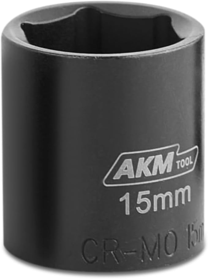 1/4 Inch Drive 15mm Magnetic Impact Socket Set, 1 PCS Metric, 6 Point, Cr-Mo, Square Drive, Magnetic Socket