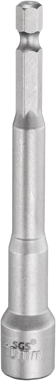 HARFINGTON Nut Driver Drill Bit 10mm Metric Socket 1/4" Hex Shank 3.94" (100mm) Long Magnetic 6-Point Sockets Quick Change CR-V Steel Bolt Setters for Power Drill Drivers