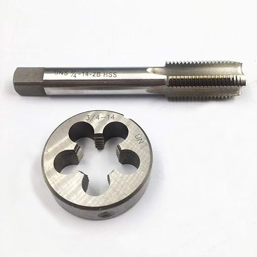 3/4"-10, 3/4"-14, 3/4"-18, HSS Tap and Die Set竊똗NF Machine Thread Tap and UNF Round Thread Die Right Hand (3/4-14 UNS)