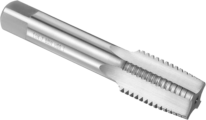 uxcell Hand Taper Tap 1-1/4"-7 BSW Thread Taper Style Taps Straight Flute Screw Tapping Threading Tool High Speed Steel HSS6542