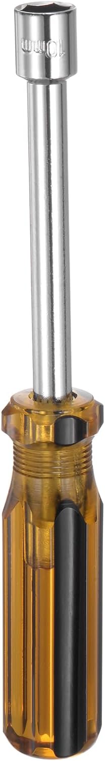 HARFINGTON Metric Hex Nut Screwdriver 10mm Carbon Steel Ergonomic PVC Grip Non-Magnetic Socket Wrench Screwdriver Hand Tool for Automotive Maintenance Home Improvement.