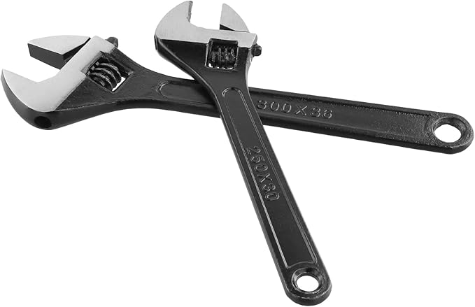 HOIGON Set of 4 Black Adjustable Wrench, 8 10 12 15 Inch Heavy Duty Crescent Wrenches with Wide Jaw and Ergonomic Handle for Machine Maintenance