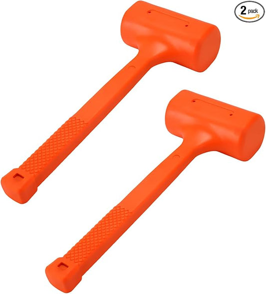 2 PCS 4 lb Dead Blow Hammers, Spark and Rebound-Resistant Rubber Mallet with Non-Slip Grip, Non-Marring Design