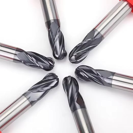 1/8" Extra Long Carbide Ball Nose End Mill for Alloy Steels/Hardened Steels, 3" Overall Length End Mill Bits, 4 Flute HRC 55 Deg AlTiN Coating, CNC Router Bits (1 Pieces)