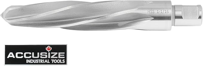 Accusize Industrial Tools 1-1/16'' H.S.S. Aligning Reamer with 3/4'' / 0.75'' Weldon Shank, Spiral Flute, 0521-1716