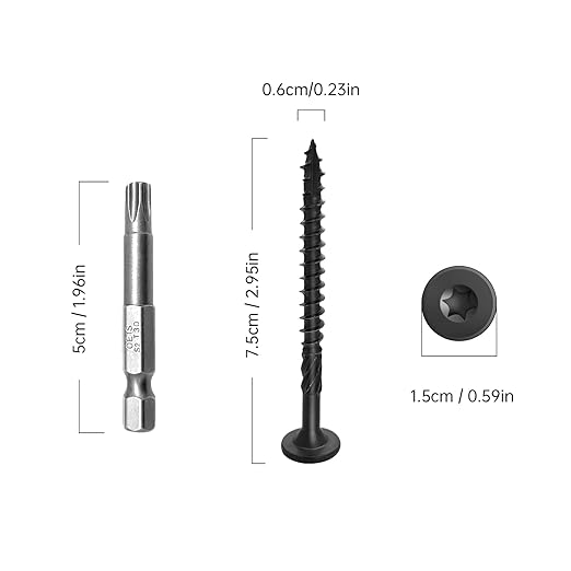 3 Inch Deck Screws 50Pcs, Heavy-Duty Structural Wood Screws, Rust Resistant Timber Screws for Timber/Log/Landscaping Wood, T30 Star Bit (#14 x 3)
