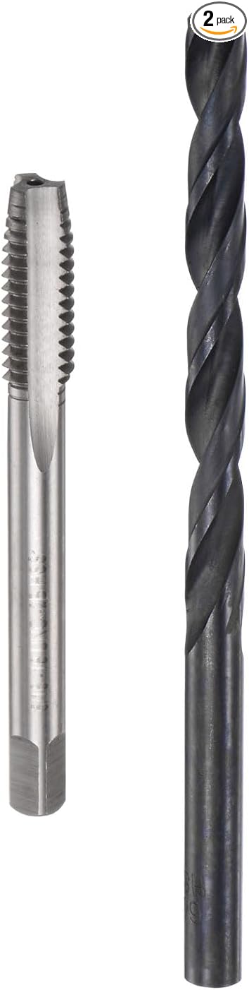uxcell Tap and Drill Bit Set, 5/16-18 UNC Thread Tap & 17/64" Black Oxide Twist Drill Bit, Straight Flute Tap Tapping Threading Repair Tool Kit