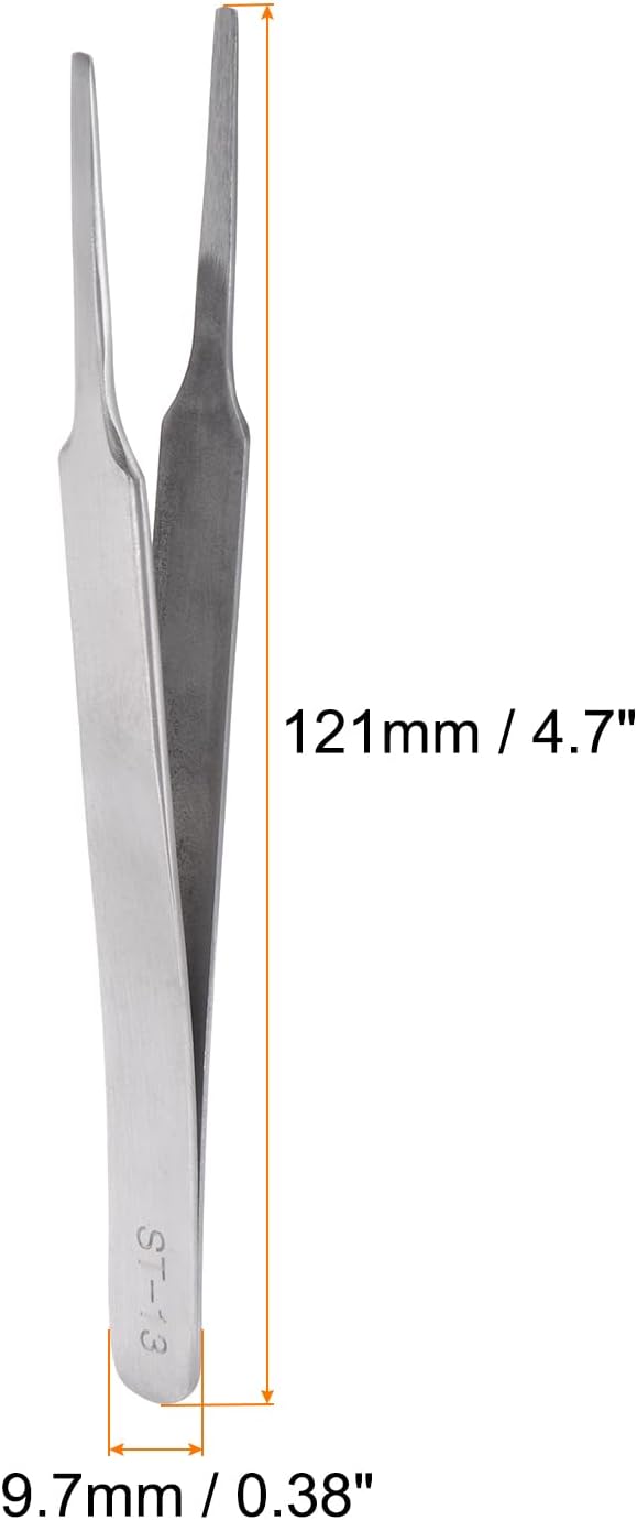 HARFINGTON ST-13 Precision Tweezers 121mm Pointed Anti-corrosion Stainless Steel Craft Professional Tweezer for Replace Precision Parts Technology Industrial Electronics