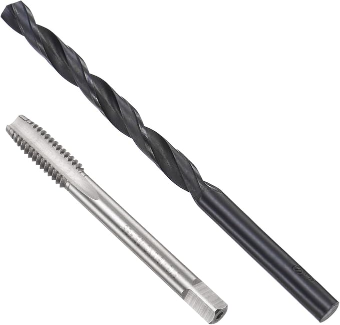 uxcell Tap and Drill Bit Set, 5/16-18 UNC Thread Tap & 17/64" Black Oxide Twist Drill Bit, Straight Flute Tap Tapping Threading Repair Tool Kit