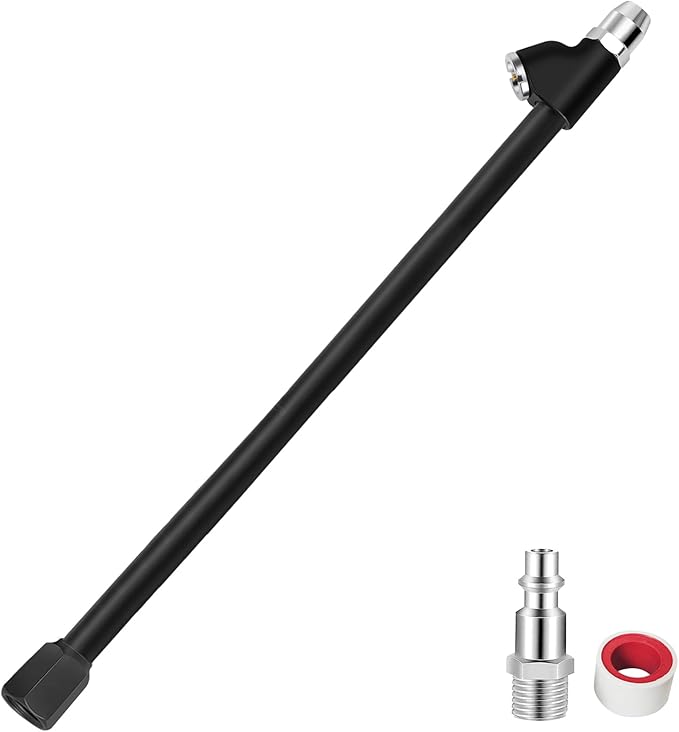 GODESON Air Chuck,12" Extended Reach Air Chucks for Tires竊똇eavy Duty Dual Head Air Chuck for Semi Tire Inflation,1/4" FNPT Straight Air Chuck for Truck RV Semi Dually Tires