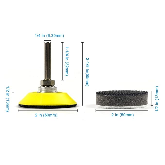 2 Inch (50mm) Hook and Loop Sanding Pad for Sanding Discs with 1/4 Inches Shank Drill Attachment and Soft Foam Layer Buffering Pad, 5 Pack
