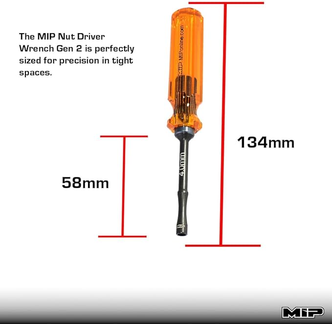 MIP 9801 4.0mm Metric Hex Nut Driver RC Tool ??Precision Grip Hex Screwdriver with Deep Socket for RC Car Repair, Made 100% in USA