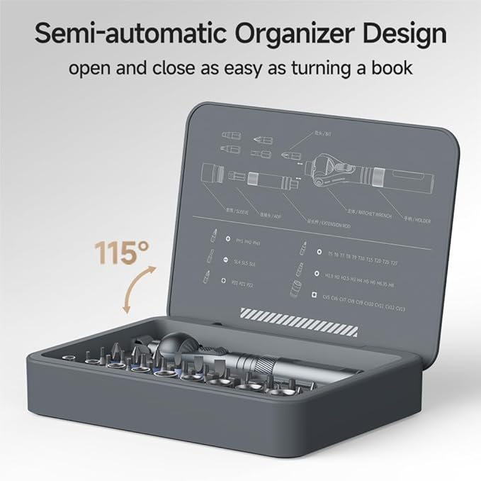 ATuMan 40 in 1 Ratchet Screwdriver Set with Detachable Handle, 180° Ratchet Head, 45-Tooth Mechanism, Magnetic Tool Kit with Case for Computer, Electronics Repair, Ideal for Home, DIY, and Maintenance