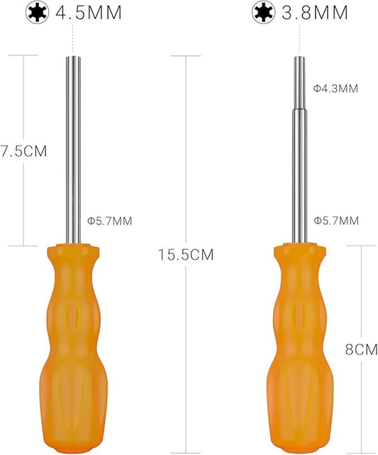 Gamebit Screwdriver Set, 3.8mm & 4.5mm Security Screwdriver Bit Screwdriver Tools for Opening NES SNES N64 Super Nintendo 64 Cartridges & Systems - Orange