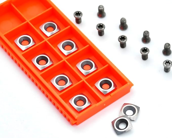 Negative Rake 11x11x2.0mm-R50 with Screws Carbide Replacement Inserts Cutter for Woodturning Lathe Tools.