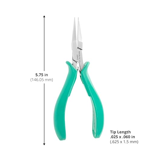 Excelta Stainless Steel Pliers, Gentle Spring Mechanism, Ergonomic Anti-Static & Cushioned Grip, Precision Tool, 5.75" Length, Intermediate