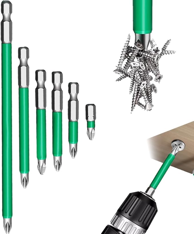 Drill Bit Set, Anti-Shock Design for Home DIY and Professional Use,Heavy-Duty Screwdriver Bits with Strong Durability(Sizes 6, 25-150mm)