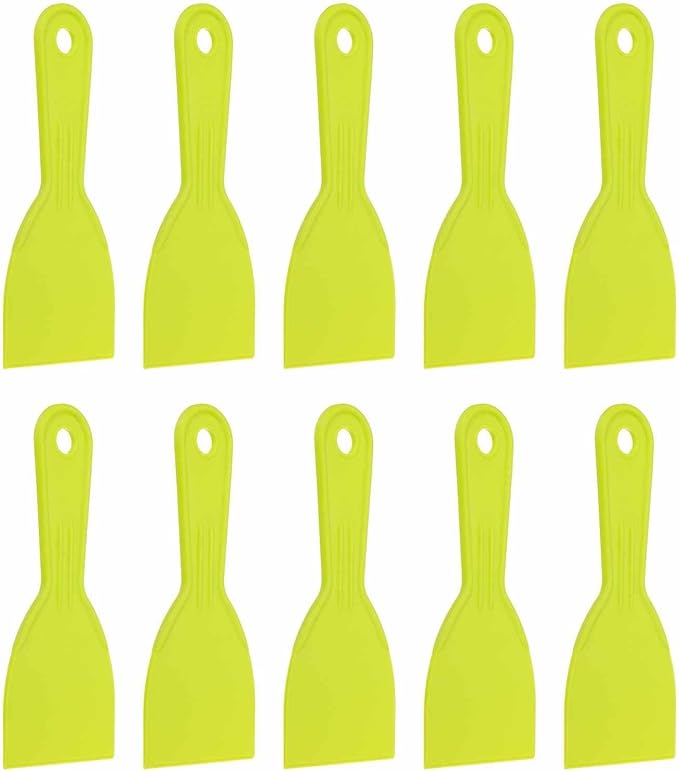 HARFINGTON 10pcs Putty Knife Scraper 3" Width Flexible Plastic Putty Knife Paint Scraper Tool for Taping Drywall Spreading Painting Wall Scratching Yellow