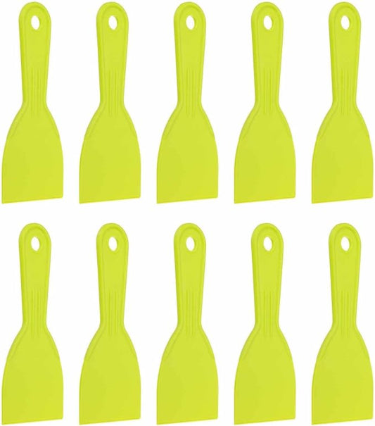 HARFINGTON 10pcs Putty Knife Scraper 3" Width Flexible Plastic Putty Knife Paint Scraper Tool for Taping Drywall Spreading Painting Wall Scratching Yellow