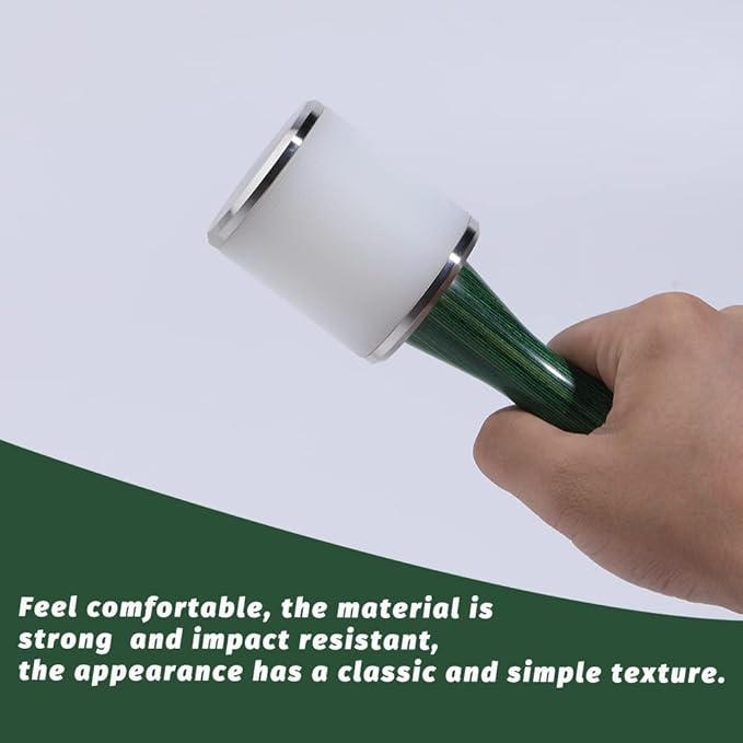 Leather Carving Hammer Leather Working Mallet Leather Maul DIY Leathercraft Mallet Stamping Tool with Nylon Straight Head Wood Handle for Leather Work (Green/Water-Rippled)