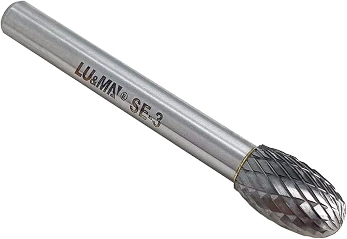 SE-3 Tungsten Carbide Burr Rotary File, Double Cut Oval Burs, 1pc by LU&MN