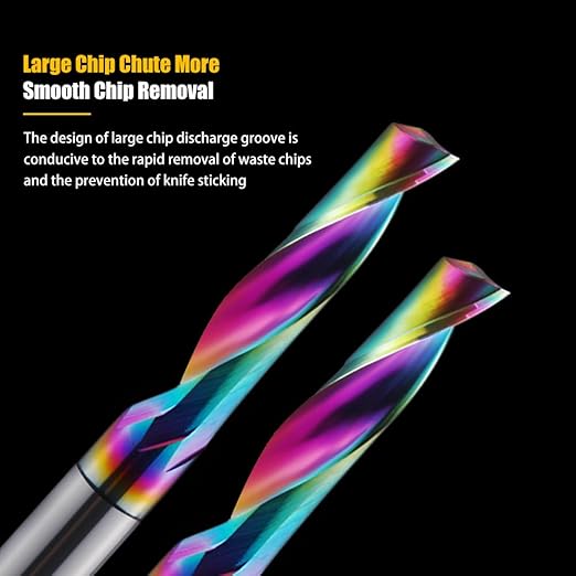 HOZLY CNC Single Flute Router Bits 4mm(5/32") Shank,4mm（5/32"） Cutting Dia,12mm (1/2") Cutting Length,Solid Tungsten Carbide Alloy End Mill, DLC Coating Milling Cutter for Aluminium,Pack of 5
