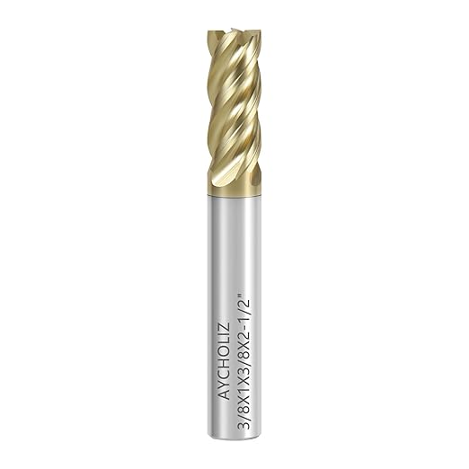 3/8" Carbide Square End Mill with ZrN Coating 4 Flute Unequal Helix Design Mill Bits Sets for Roughing and Finishing