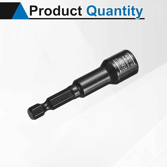 HARFINGTON Nut Driver Drill Bit 10mm Metric Socket 1/4" Hex Shank 2.6" (65mm) Long Magnetic 6-Point Sockets Quick Change CR-V Steel Bolt Setters for Power Drill Drivers