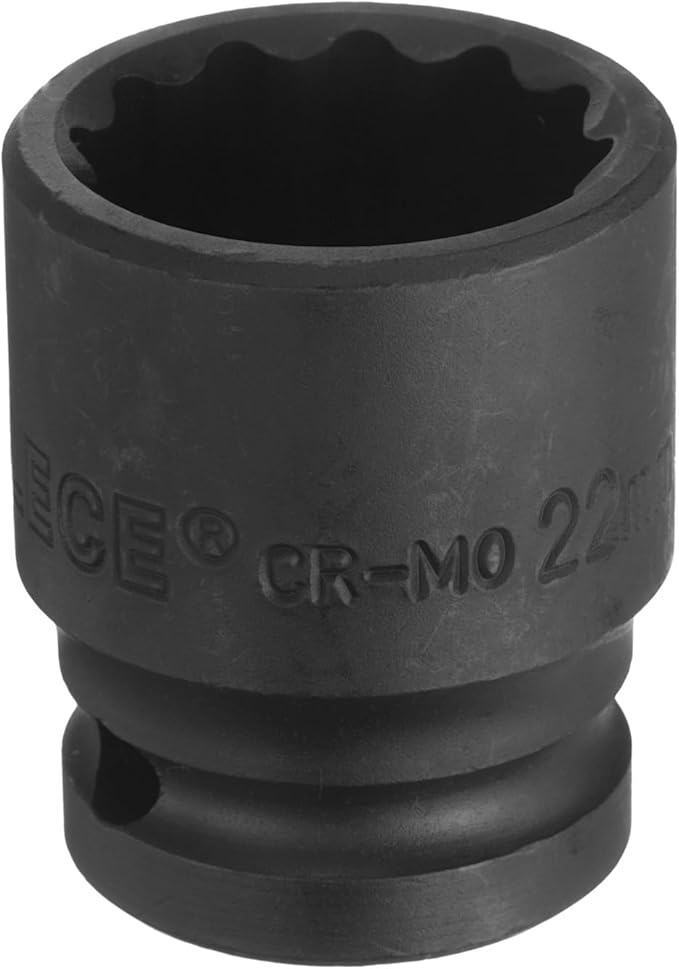 uxcell 1/2" Drive x 22mm Shallow Impact Socket 12-Point Metric CR-MO Steel Nut Impact Grade Socket for Auto Repair