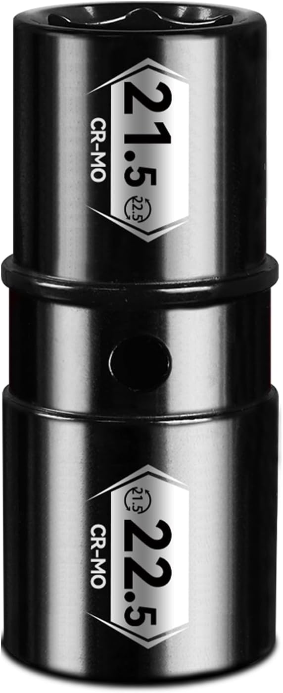BLACKROBOT 1/2" Drive 21.5mm x 22.5mm Impact Lug Nut Socket, CR-MO, 6-Point, Electroplated Surface for Auto Repair