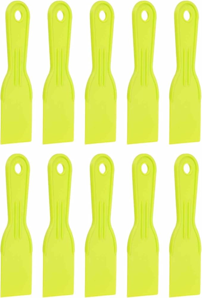 HARFINGTON 10pcs Putty Knife Scraper 2" Width Flexible Plastic Putty Knife Paint Scraper Tool for Taping Drywall Spreading Painting Wall Scratching Yellow