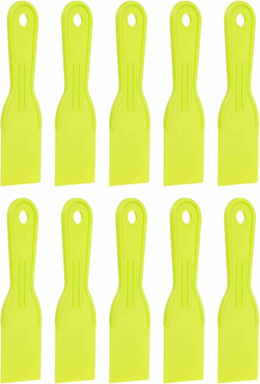 HARFINGTON 10pcs Putty Knife Scraper 2" Width Flexible Plastic Putty Knife Paint Scraper Tool for Taping Drywall Spreading Painting Wall Scratching Yellow