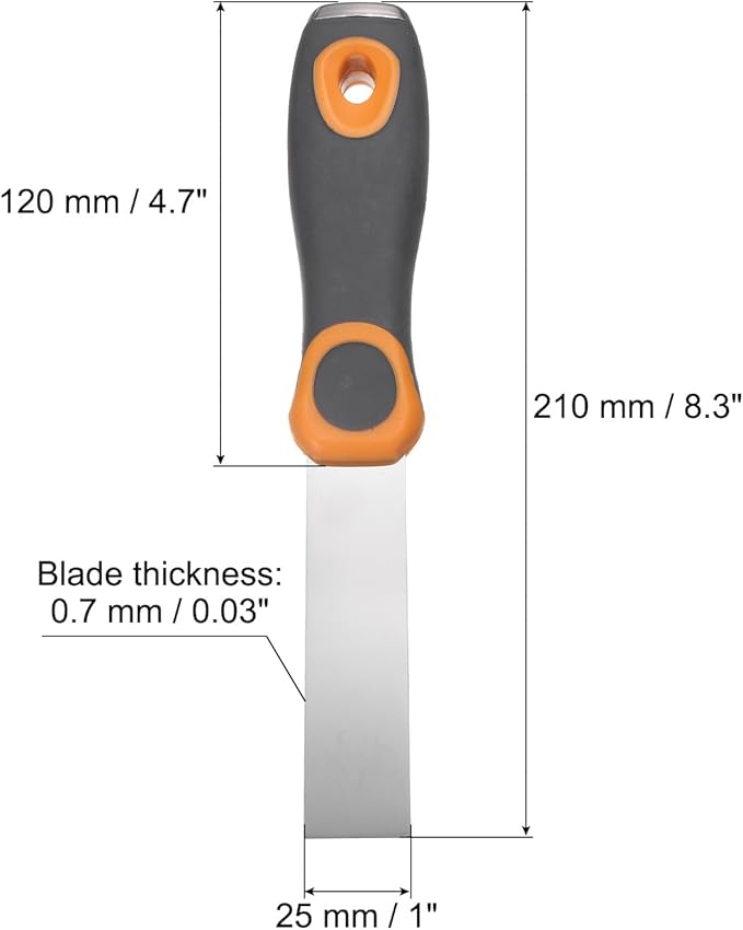 uxcell Putty Knife 1" Stainless Steel Paint Scraper Flexible Drywall Repair Mud Knife for Removing Cement Wallpaper Mud Adhesive Taping with Metal Hammer End